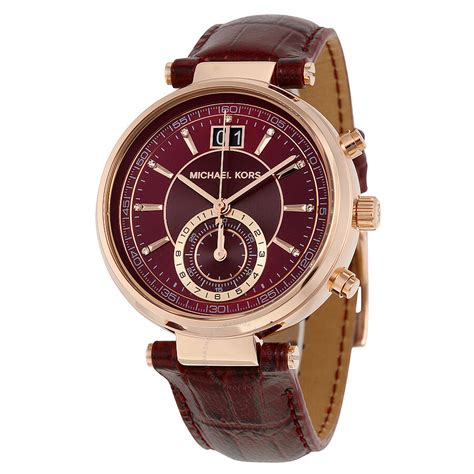 michael kors sawyer burgundy watch